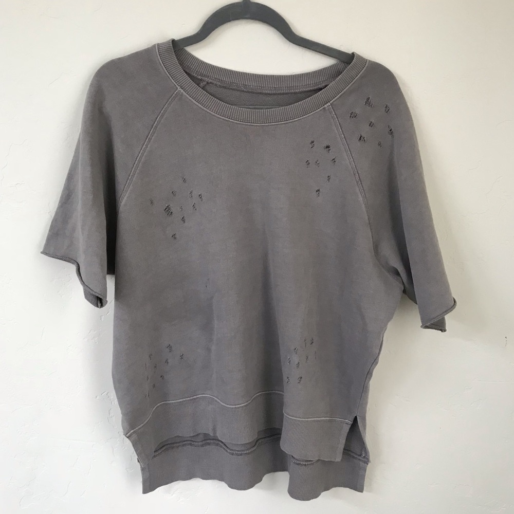 Distressed sweatshirt tee